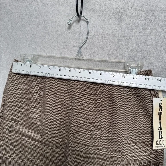 Vintage STAR C.C.C. Skirt Juniors 9/10 Brown Herringbone Tweed Mini Wool USA NOS - Picture 5 of 8